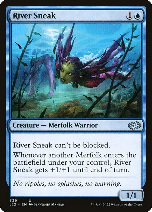 River Sneak, carta Magic di tipo Creature — Merfolk Warrior illustrata da Slawomir Maniak