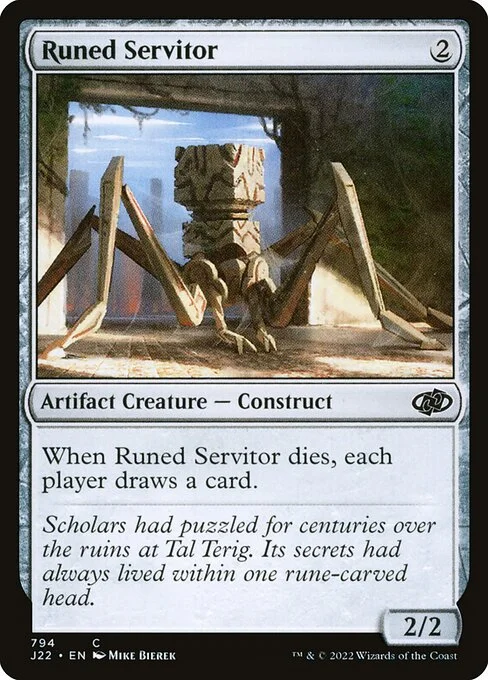 Runed Servitor, carta Magic di tipo Artifact Creature — Construct illustrata da Mike Bierek