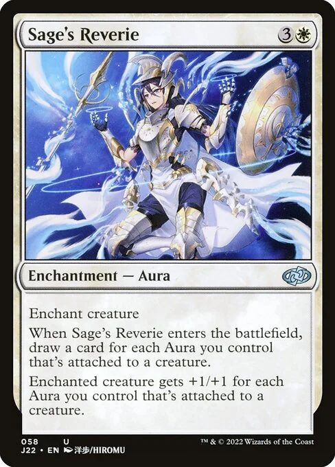 Sage's Reverie, carta Magic di tipo Enchantment — Aura illustrata da Hiromu