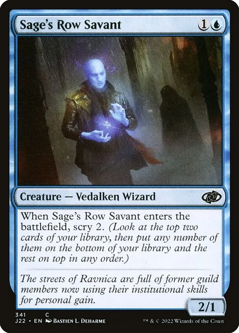 Sage's Row Savant, carta Magic di tipo Creature — Vedalken Wizard illustrata da Bastien L. Deharme