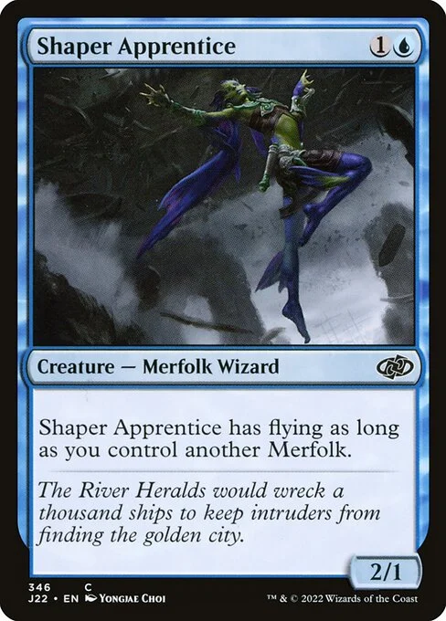 Shaper Apprentice, carta Magic di tipo Creature — Merfolk Wizard illustrata da Yongjae Choi