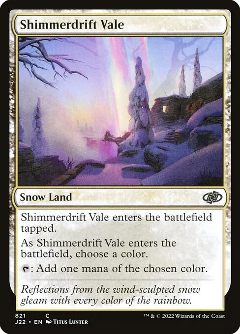 Shimmerdrift Vale, carta Magic di tipo Snow Land illustrata da Titus Lunter