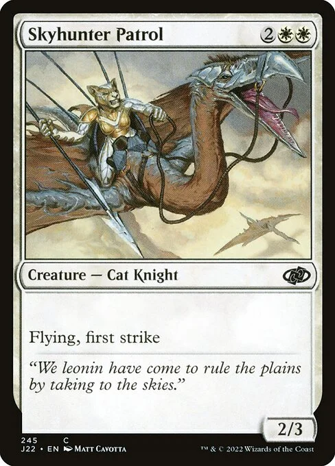 Skyhunter Patrol, carta Magic di tipo Creature — Cat Knight illustrata da Matt Cavotta