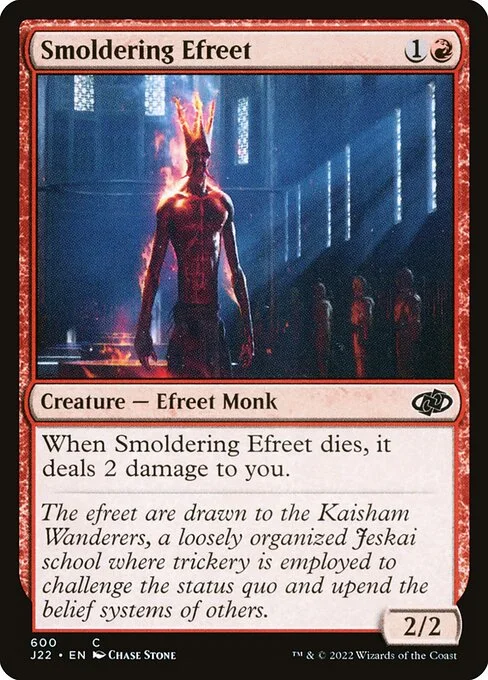 Smoldering Efreet, carta Magic di tipo Creature — Efreet Monk illustrata da Chase Stone