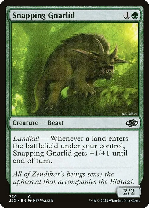 Snapping Gnarlid, carta Magic di tipo Creature — Beast illustrata da Kev Walker