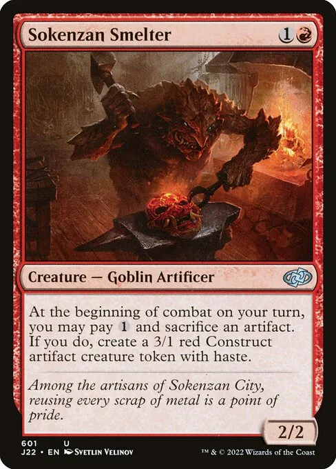 Sokenzan Smelter, carta Magic di tipo Creature — Goblin Artificer illustrata da Svetlin Velinov