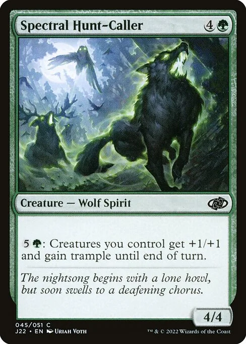 Spectral Hunt-Caller, carta Magic di tipo Creature — Wolf Spirit illustrata da Uriah Voth