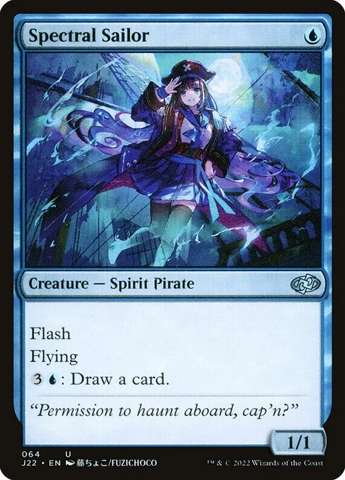 Spectral Sailor, carta Magic di tipo Creature — Spirit Pirate illustrata da Fuzichoco