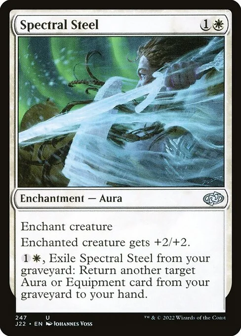 Spectral Steel, carta Magic di tipo Enchantment — Aura illustrata da Johannes Voss