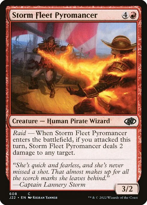 Storm Fleet Pyromancer, carta Magic di tipo Creature — Human Pirate Wizard illustrata da Kieran Yanner