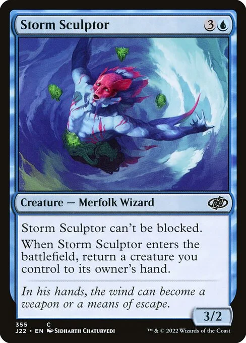 Storm Sculptor, carta Magic di tipo Creature — Merfolk Wizard illustrata da Sidharth Chaturvedi