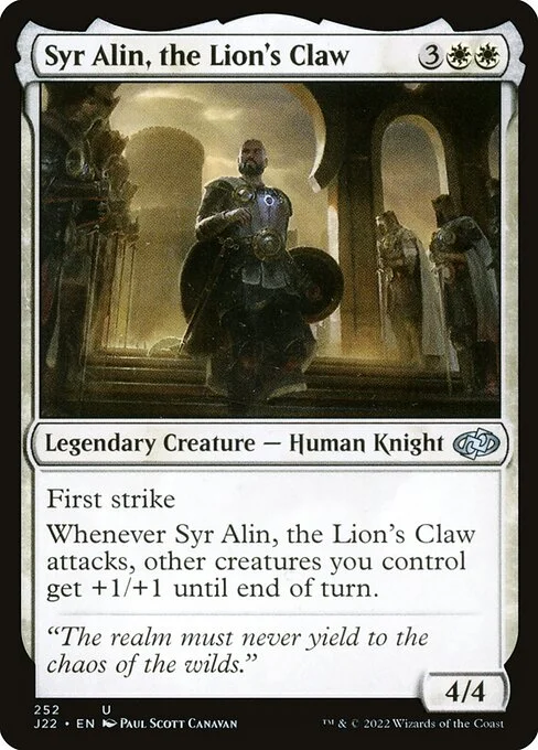 Syr Alin, the Lion's Claw, carta Magic di tipo Legendary Creature — Human Knight illustrata da Paul Scott Canavan