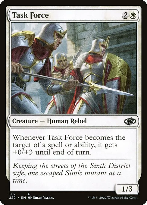 Task Force, carta Magic di tipo Creature — Human Rebel illustrata da Brian Valeza