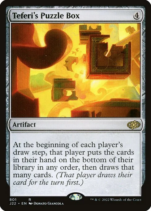 Teferi's Puzzle Box, carta Magic di tipo Artifact illustrata da Donato Giancola