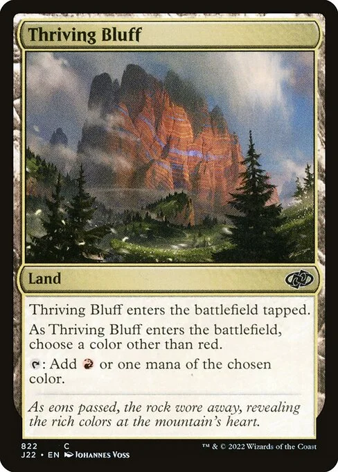 Thriving Bluff, carta Magic di tipo Land illustrata da Johannes Voss