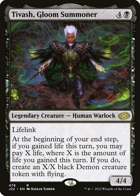 Tivash, Gloom Summoner, carta Magic di tipo Legendary Creature — Human Warlock illustrata da Kieran Yanner