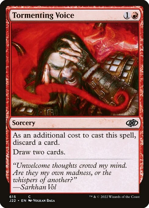 Tormenting Voice, carta Magic di tipo Sorcery illustrata da Volkan Baǵa