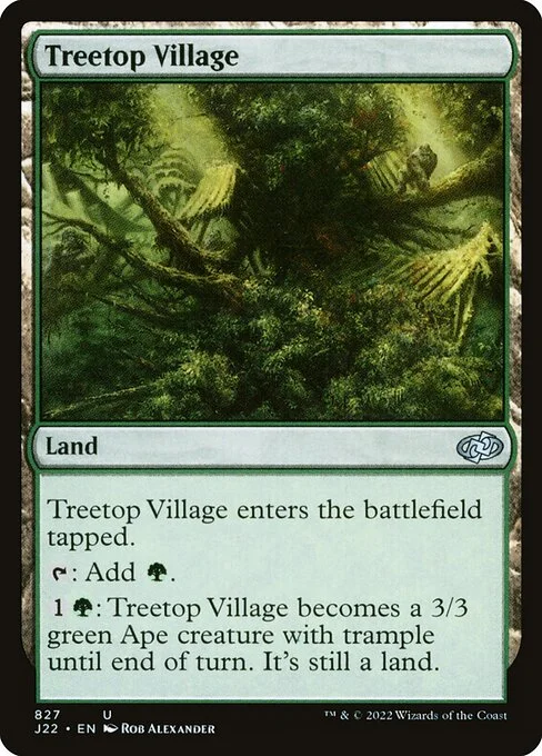 Treetop Village, carta Magic di tipo Land illustrata da Rob Alexander