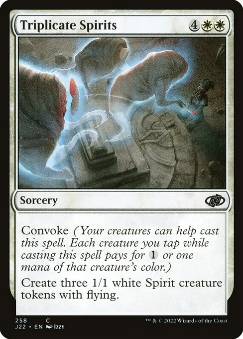 Triplicate Spirits, carta Magic di tipo Sorcery illustrata da Izzy