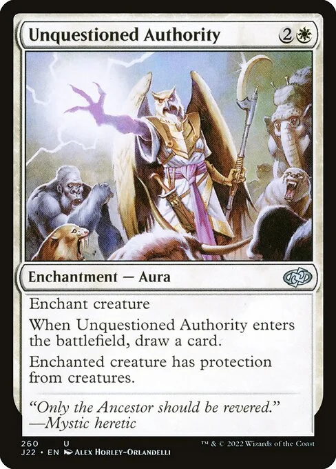 Unquestioned Authority, carta Magic di tipo Enchantment — Aura illustrata da Alex Horley-Orlandelli