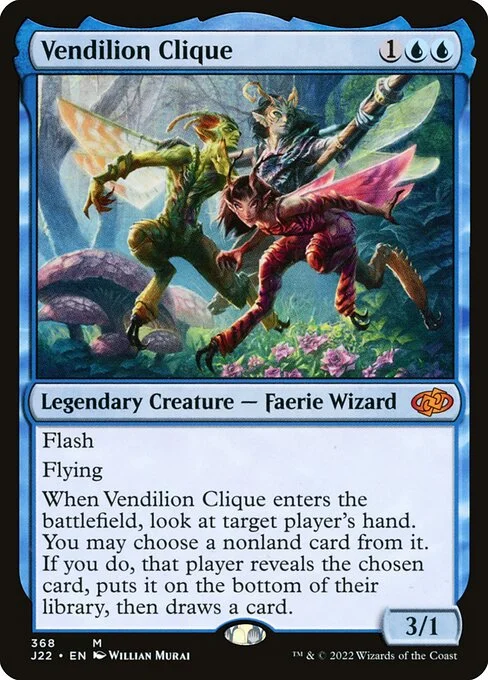 Vendilion Clique, carta Magic di tipo Legendary Creature — Faerie Wizard illustrata da Willian Murai
