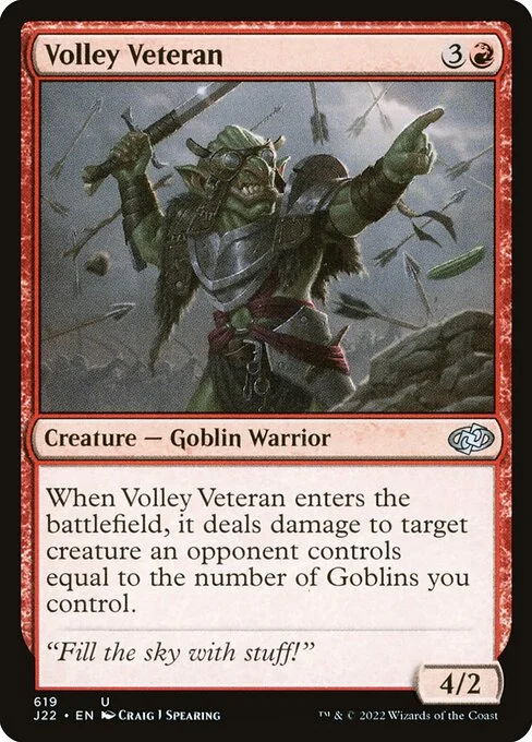 Volley Veteran, carta Magic di tipo Creature — Goblin Warrior illustrata da Craig J Spearing