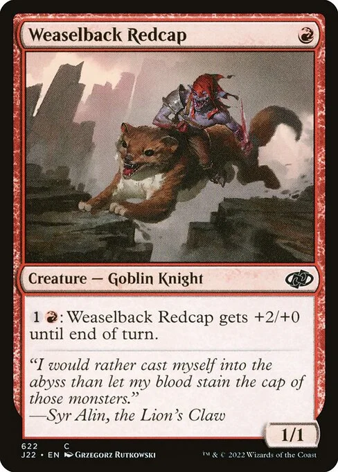 Weaselback Redcap, carta Magic di tipo Creature — Goblin Knight illustrata da Grzegorz Rutkowski