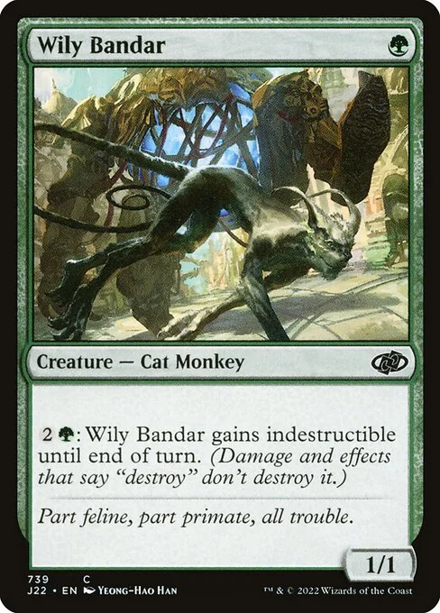 Wily Bandar, carta Magic di tipo Creature — Cat Monkey illustrata da Yeong-Hao Han
