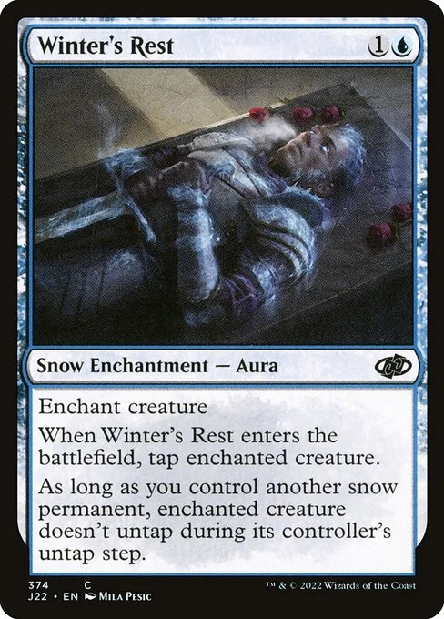 Winter's Rest, carta Magic di tipo Snow Enchantment — Aura illustrata da Mila Pesic