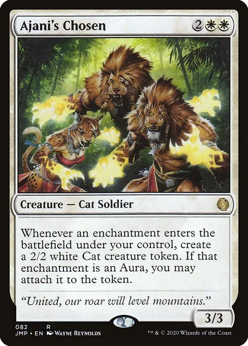 Ajani's Chosen, carta Magic di tipo Creature — Cat Soldier illustrata da Wayne Reynolds