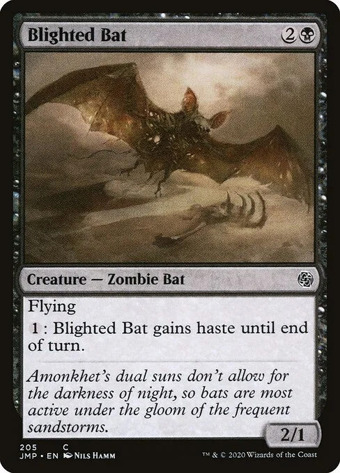 Blighted Bat, carta Magic di tipo Creature — Zombie Bat illustrata da Nils Hamm