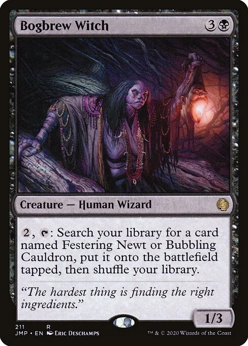 Bogbrew Witch, carta Magic di tipo Creature — Human Wizard illustrata da Eric Deschamps