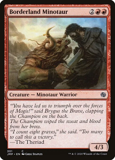 Borderland Minotaur, carta Magic di tipo Creature — Minotaur Warrior illustrata da Greg Staples