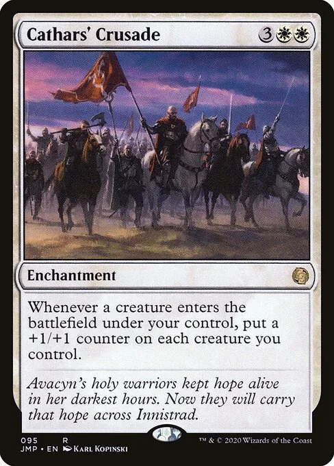 Cathars' Crusade, carta Magic di tipo Enchantment illustrata da Karl Kopinski