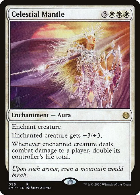 Celestial Mantle, carta Magic di tipo Enchantment — Aura illustrata da Steve Argyle