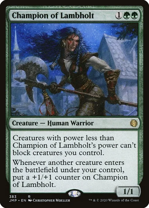Champion of Lambholt, carta Magic di tipo Creature — Human Warrior illustrata da Christopher Moeller