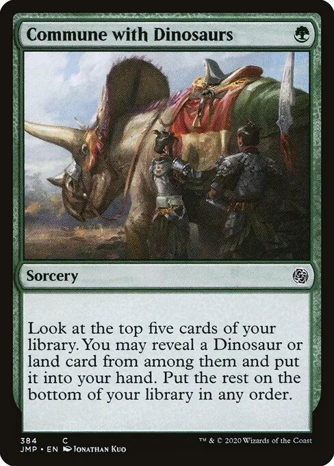 Commune with Dinosaurs, carta Magic di tipo Sorcery illustrata da Jonathan Kuo