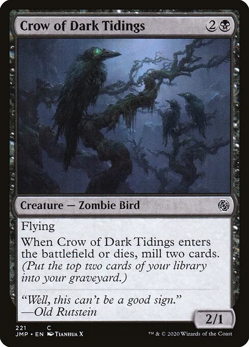 Crow of Dark Tidings, carta Magic di tipo Creature — Zombie Bird illustrata da Tianhua X