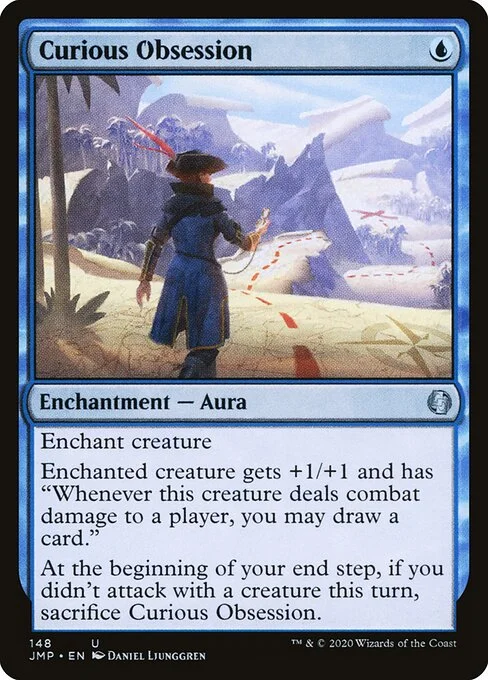 Curious Obsession, carta Magic di tipo Enchantment — Aura illustrata da Daniel Ljunggren