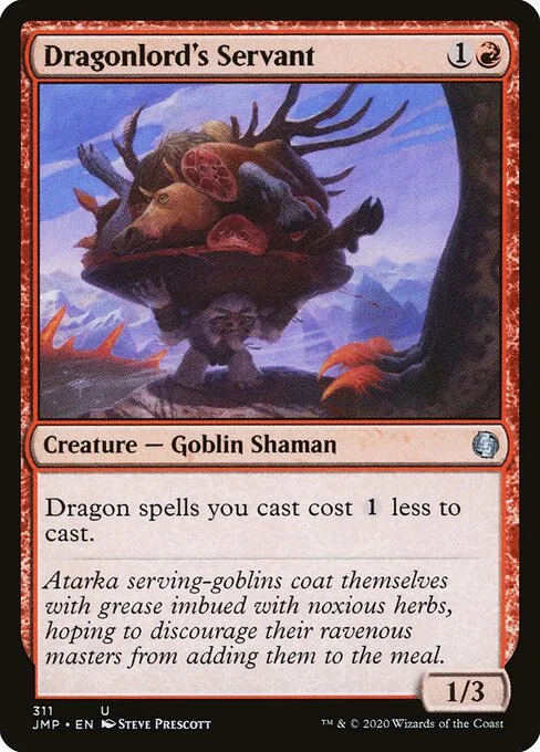 Dragonlord's Servant, carta Magic di tipo Creature — Goblin Shaman illustrata da Steve Prescott