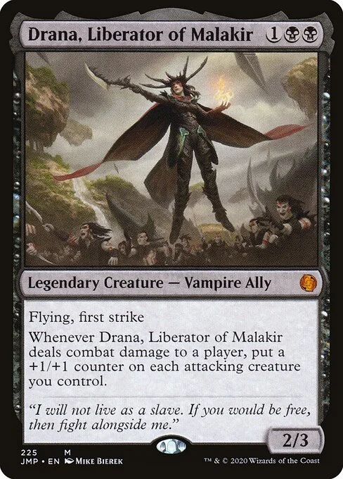 Drana, Liberator of Malakir, carta Magic di tipo Legendary Creature — Vampire Ally illustrata da Mike Bierek