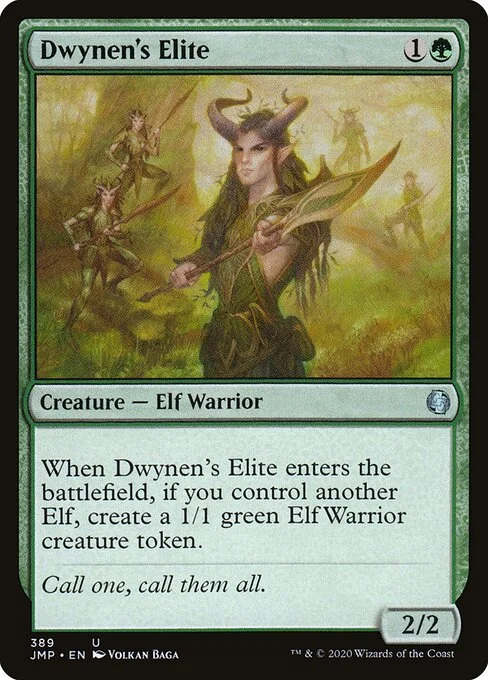 Dwynen's Elite, carta Magic di tipo Creature — Elf Warrior illustrata da Volkan Baǵa