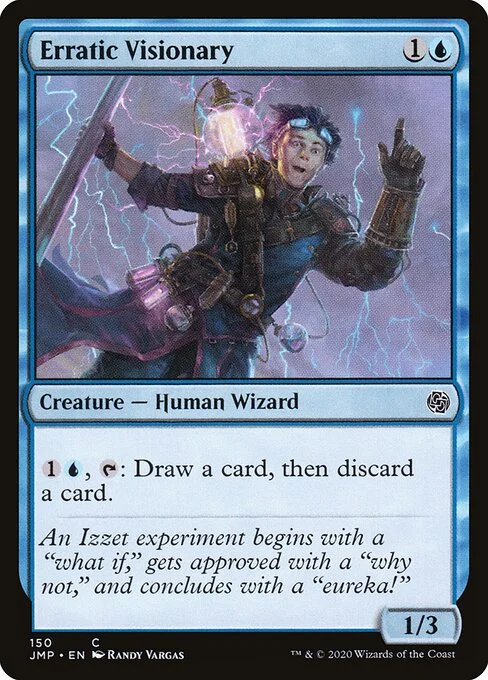 Erratic Visionary, carta Magic di tipo Creature — Human Wizard illustrata da Randy Vargas
