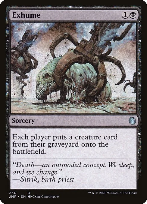 Exhume, carta Magic di tipo Sorcery illustrata da Carl Critchlow