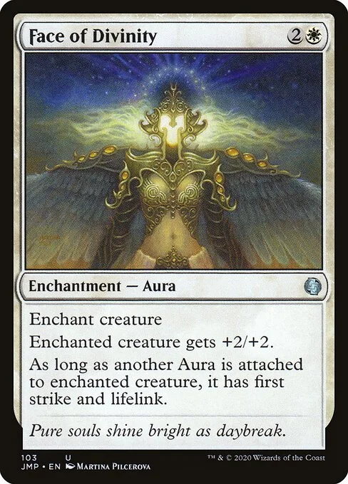Face of Divinity, carta Magic di tipo Enchantment — Aura illustrata da Martina Pilcerova