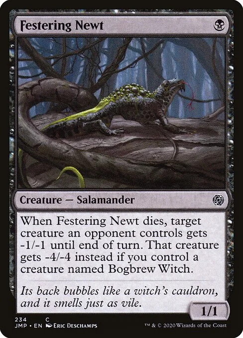 Festering Newt, carta Magic di tipo Creature — Salamander illustrata da Eric Deschamps