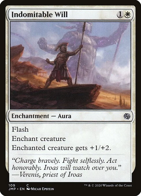 Indomitable Will, carta Magic di tipo Enchantment — Aura illustrata da Micah Epstein