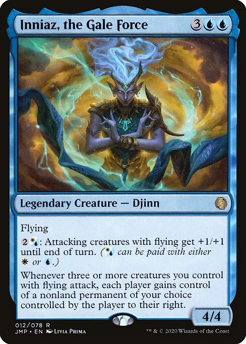 Inniaz, the Gale Force, carta Magic di tipo Legendary Creature — Djinn illustrata da Livia Prima