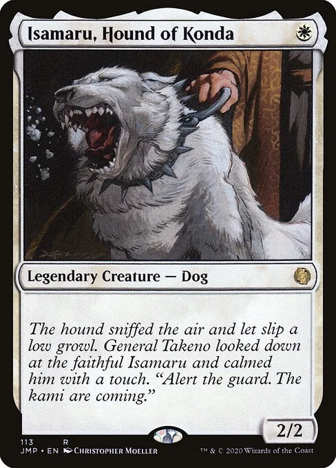 Isamaru, Hound of Konda, carta Magic di tipo Legendary Creature — Dog illustrata da Christopher Moeller