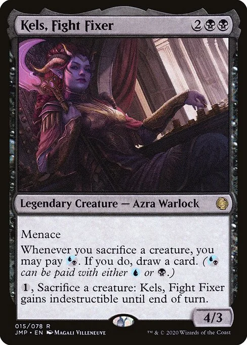 Kels, Fight Fixer, carta Magic di tipo Legendary Creature — Azra Warlock illustrata da Magali Villeneuve